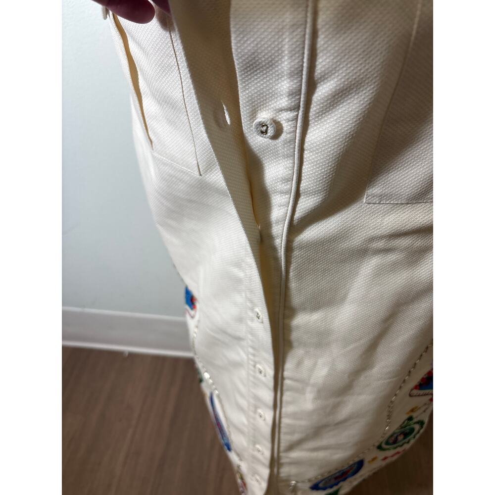 Alemais Off White Paisley Embroidered Cotton Button Up Maxi Skirt Sz 4 - Picture 7 of 11